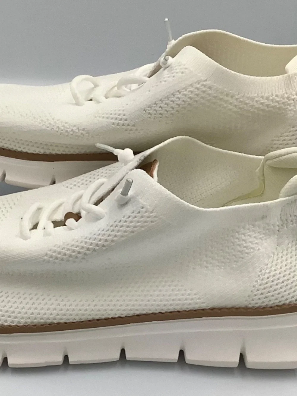 White Knit Lace Up Men's Breathable Lightweight Casual Sneakers Size 47